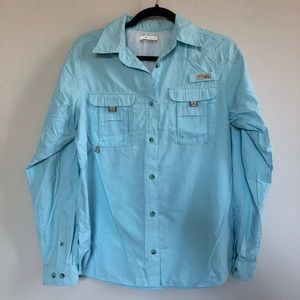 Powder Blue Columbia PFG Button Up